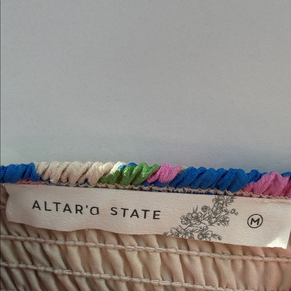 Altar'd State Multicolor Floral Puff Sleeve Smocked Crop Top Medium - Picture 3 of 13